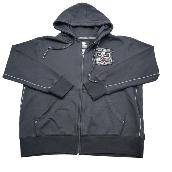 Route 66 Hoodie Mens L Black Long Sleeve Front Pockets Full Zip Sweater - Picture 1 of 16